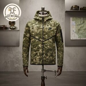 Nike Tech Fleece Windrunner Full-Zip Hoodie/Jacket Green Camo Men's Size XL